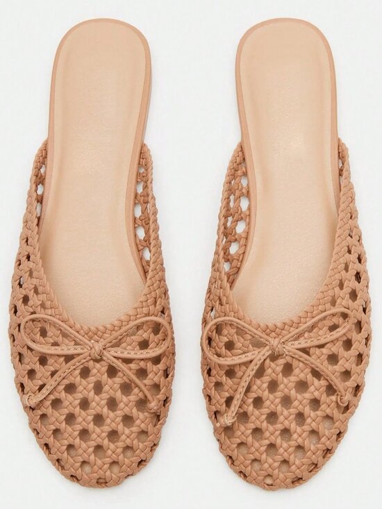 Nine West Women Brown Vacation Women\'s Mesh Woven Mules Sandals